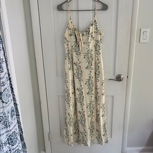 Cream Floral Maxi Slip Dress with Adjustable Front Tie